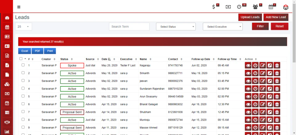 screenshot of Solid Performers CRM